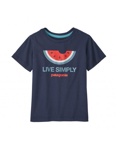Patagonia Baby Regenerative Organic Certified™ Cotton Live Simply® T-Shirt Melon: New Navy Front