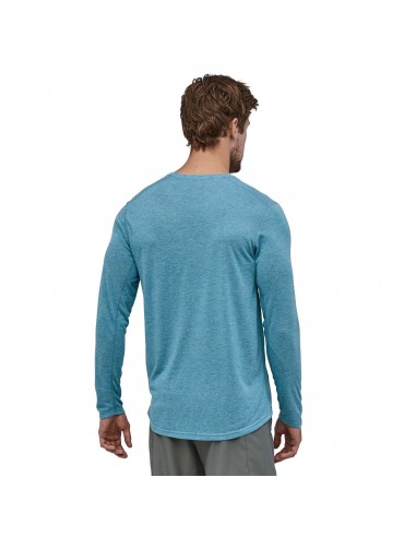 Patagonia Mens Long Sleeved Capilene Cool Trail Shirt Balkan Blue Onbody Front