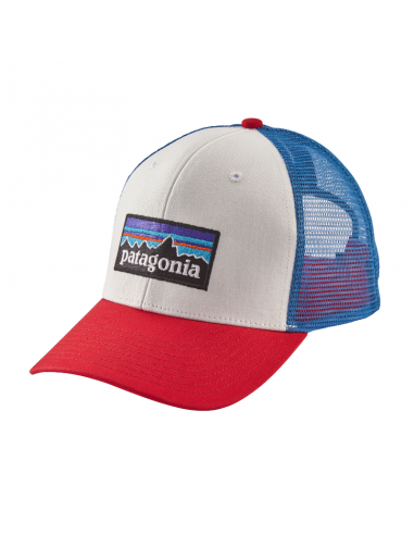 Patagonia P-6 Logo Trucker Hat White Fire Andes Blue Offbody Front