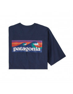 Patagonia Pánské Tričko S Kapsou Boardshort Logo Responsibili-Tee Stone Modrá Offbody Zezadu
