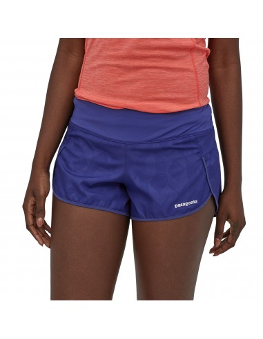 Patagonia Womens Strider Running Shorts 3 ½ Inch Fast Quilt Emboss Cobalt Blue Onbody Front