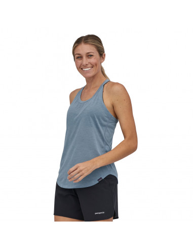 Patagonia Womens Capilene Cool Trail Tank Top Light Plume Grey Onbody Front