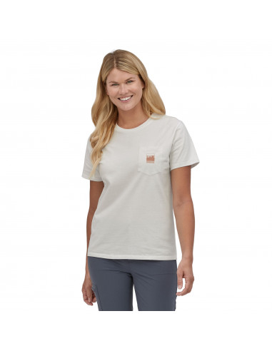 Patagonia Womens Alpine Icon Regenerative Organic Cotton Pocket T-Shirt White Onbody Front