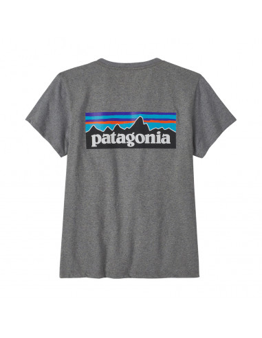 Patagonia Dámské Tričko P-6 Logo Responsibili-Tee® Gravel Heather Sivá Offbody Zezadu