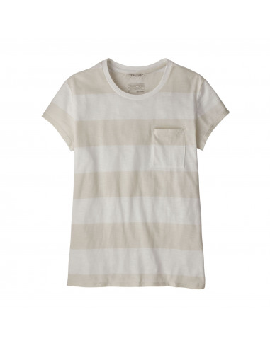 Patagonia Womens Mainstay Tee Anchor Stripe Birch White Offbody Front