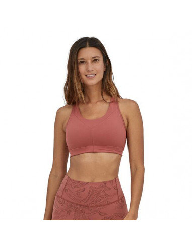 Patagonia Womens Wild Trails Sports Bra Rosehip Onbody Front