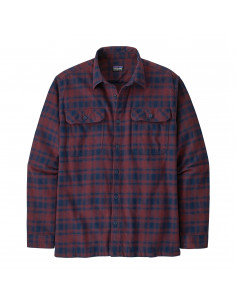 Patagonia Mens Long-Sleeved Organic Cotton Midweight Fjord Flannel Shirt Connected Lines: Sequoia Red Offbody Front