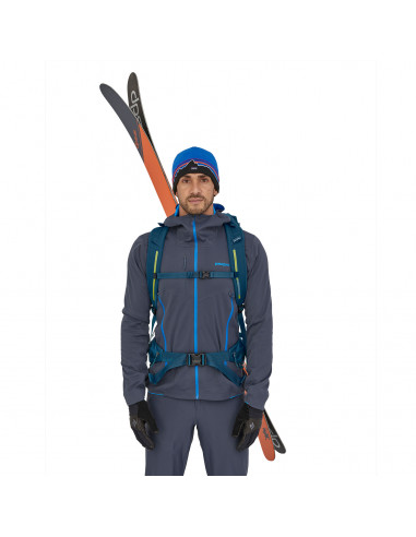 aPatagonia Descensionist Pack 40L Crater Blue Onbody 1