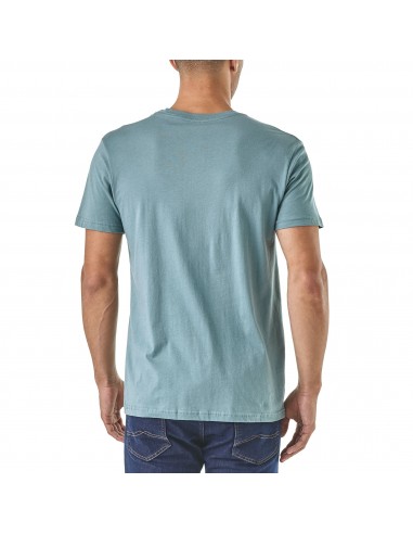 Patagonia Mens Text Logo Organic T-Shirt Shadow Blue Onbody Back