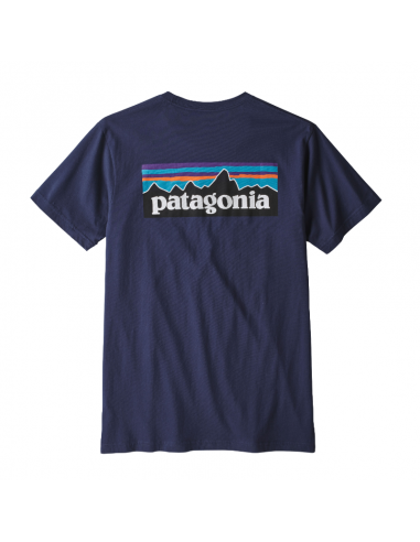 Patagonia Pánske Tričko P-6 Logo Organická Bavlna Klasická Námornícka Offbody Zozadu