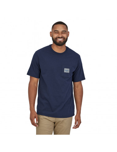 Patagonia Mens Quality Surf Pocket Responsibili-Tee® New Navy Onbody Front