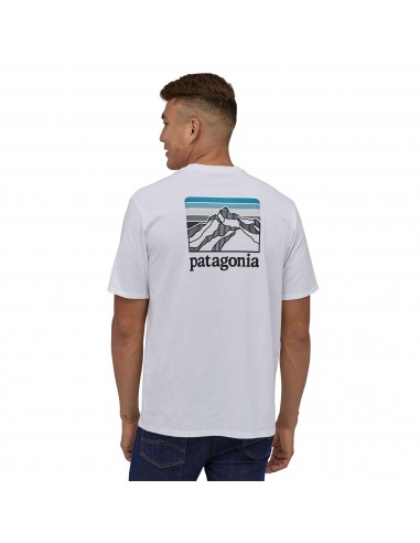 Patagonia Mens Line Logo Ridge Pocket Responsibili-Tee White Onbody Back