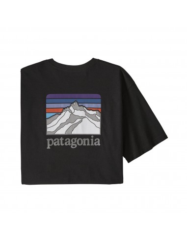Patagonia Pánské Tričko S Kapsou Line Logo Ridge Responsibili-Tee Černá Offbody Zezadu