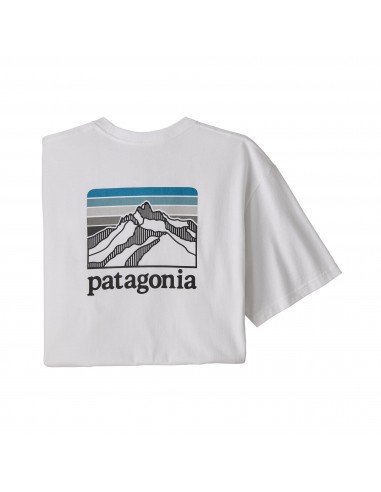 Patagonia Mens Line Logo Ridge Pocket Responsibili-Tee White Offbody Back