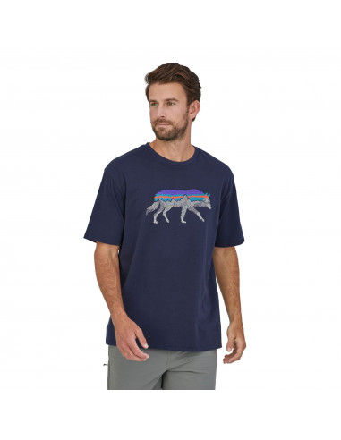Patagonia Mens Back For Good Organic T-ShirNew Navy w/Wolf Onbody Front