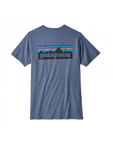 Patagonia Pánske Tričko P-6 Logo Organická Bavlna Dolomitová Modrá Offbody Zozadu