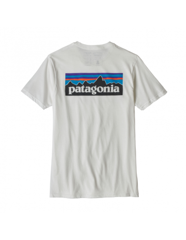 Patagonia Pánske Tričko P-6 Logo Organická Bavlna Biela Offbody Zozadu