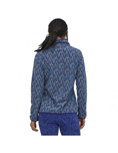 Patagonia Womens Micro D Snap-T Fleece Pullover Climbing Trees Ikat: Sound Blue Onbody Back