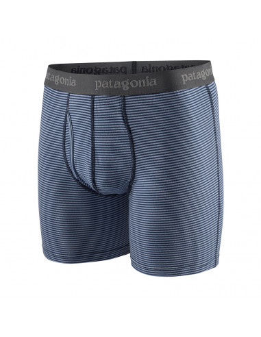 Patagonia Mens Essential Boxer Briefs 6 in. Fathom Stripe: New Navy Offbody Front