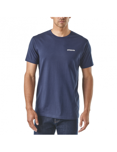Patagonia Mens P-6 Logo Organic Cotton T-Shirt Classic Navy Onbody Front