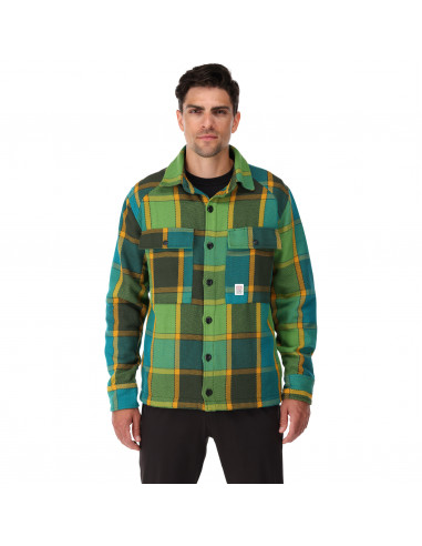 Topo Designs Mens Mountain Shirt Jacket Green Multi Onbody Front