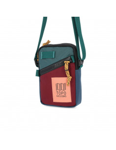 Topo Designs Taška Mini Shoulder Bag Zinfandel Červená Botanic Zelená Spredu