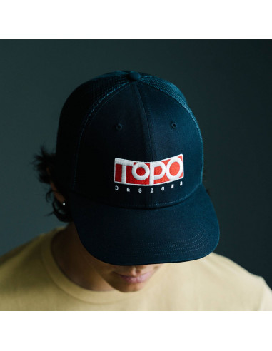 Topo Designs Topo Trucker Hat Box Logo Navy Lifestyle 2