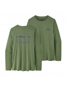 Patagonia Womens Long Sleeved Capilene Cool Daily Graphic Shirt '73 Skyline: Sedge Green X-Dye Offbody Front