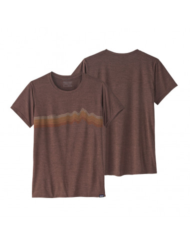 Patagonia Womens Capilene® Cool Daily Graphic Shirt Ridge Rise Stripe: Cone Brown X-Dye Offbody