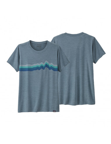 Patagonia Womens Capilene® Cool Daily Graphic Shirt Ridge Rise Stripe: Light Plume Grey X-Dye Offbody