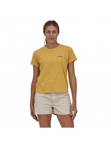 Patagonia Womens P-6 Logo Responsibili-Tee® Surfboard Yellow Onbody Front