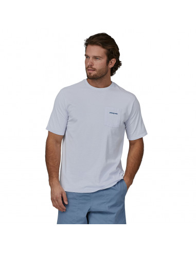Patagonia Mens Boardshort Logo Pocket Responsibili-Tee White Front Back