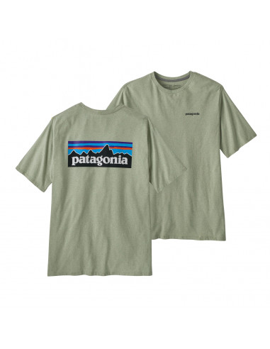 Patagonia Mens P-6 Logo Responsibili-Tee Salvia Green Offbody Front & Back