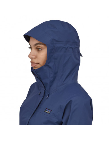 Patagonia Womens Torrentshell 3L Jacket Sound Blue Onbody Detail Hood 2