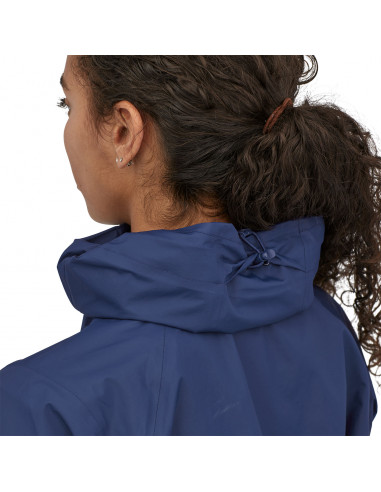 Patagonia Womens Torrentshell 3L Jacket Sound Blue Onbody Detail Hood 3