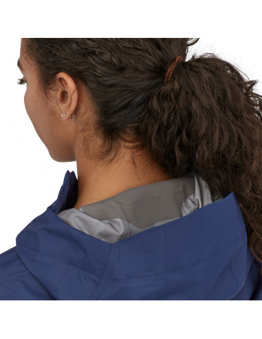Patagonia Womens Torrentshell 3L Jacket Sound Blue Onbody Detail Hood 3