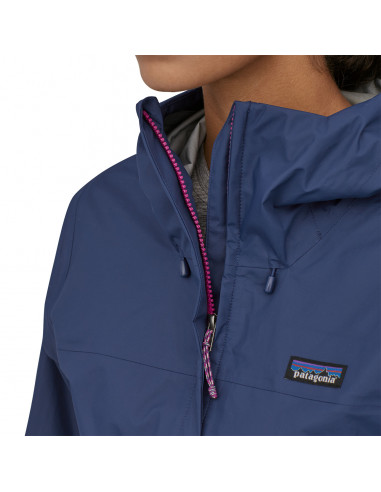 Patagonia Womens Torrentshell 3L Jacket Sound Blue Onbody Detail Collar