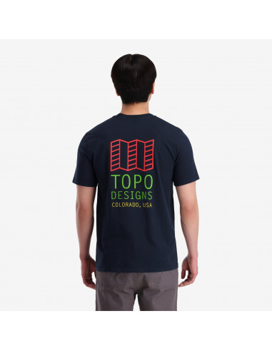 Topo Designs Mens Small Original Logo Tee Navy Onbody Back