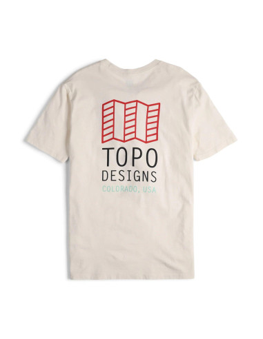 Topo Designs Pánské Tričko Small Original Logo Tee Natural Bílá Onbody Zepředu