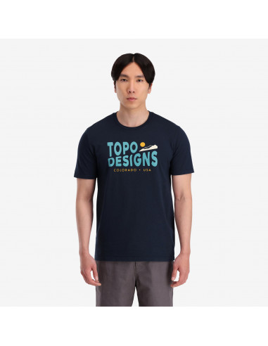 Topo Designs Pánské Tričko Sunrise Tee Navy Modrá Onbody Zepředu