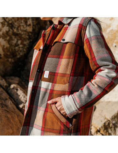 Topo Designs Womens Mountain Shirt Jacket Brown Natural Plaid Lifestyle 3