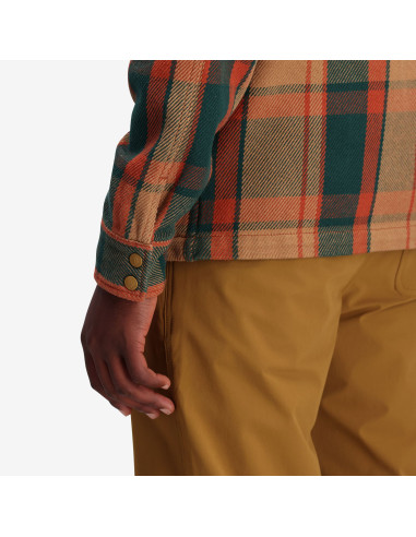 Topo Designs Mens Mountain Shirt Jacket Khaki Multi Plaid Onbody Detail 2