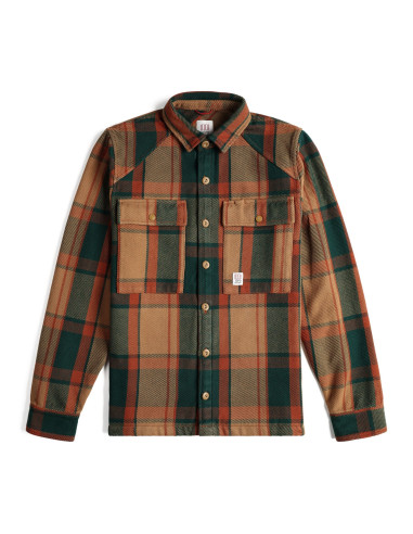 Topo Designs Mens Mountain Shirt Jacket Khaki Multi Plaid Offbody Front