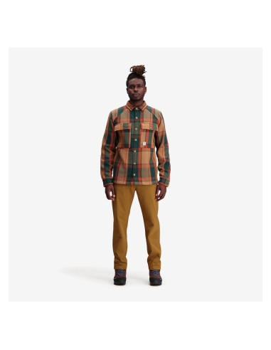 Topo Designs Mens Mountain Shirt Jacket Khaki Multi Plaid Onbody Front