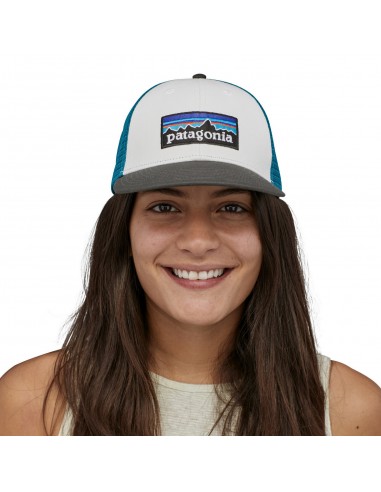 Patagonia P-6 Logo LoPro Trucker Hat White With Forge Grey Onbody Front