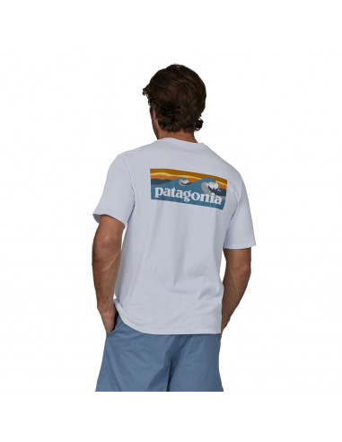Patagonia Mens Boardshort Logo Pocket Responsibili-Tee White Onbody Back