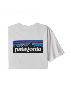 Patagonia Pánské Tričko P-6 Logo Responsibili-Tee Bílá Offbody Zezadu