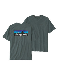 Patagonia Pánské Tričko P-6 Logo Responsibili-Tee Noveau Zelená Offbody Zepředu a Zozadu