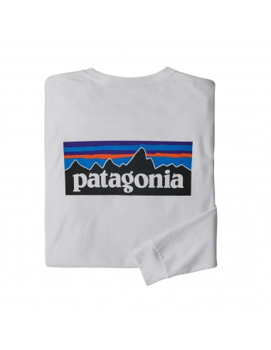 Patagonia Mens Long-Sleeved P-6 Logo Responsibili-Tee White Offbody Back