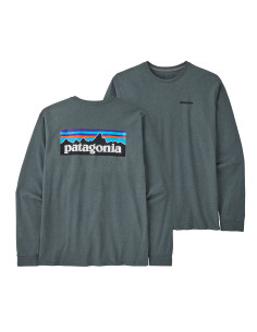Patagonia Mens Long-Sleeved P-6 Logo Responsibili-Tee Nouveau Green Offbody Front & Back